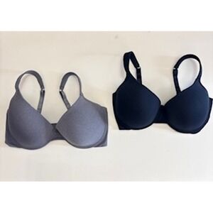 Laura Ashley 2 Pack T-Shirt Bras Navy Blue Blue/Gray 40D Underwire Padded Straps